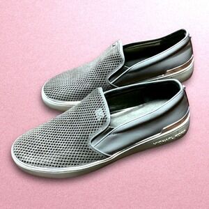 Michael Kors Kyle Women's Perforated Leather Slip On Sneakers Silver Trim 9.5M